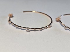 Sterling Silver Rose Gold Vermeil Large Hoop Earrings Marked JCL 925 CZ