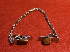 Vintage Unbranded Silver Tone Sweater Clip With Sunstones