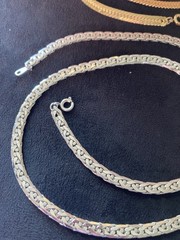 2 Piece Vintage Flat Snake Chain Necklaces 1 Gold Tone 28 in & 1 Silver 22 in.