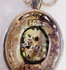 Vintage Abalone Marcasite Pendant Necklace & Clip Earrings Set FAS 925 Silver