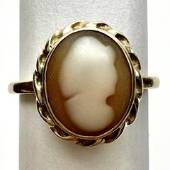 Antique Victorian 10k Yellow Gold Carved Shell Cameo Size 5.75 Ring 2.46g