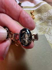 SEE DESCRIPTION Intricate Chinoiserie Asian Vintage Deco Prong-set Reverse Carve