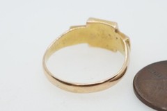 PRETTY ANTIQUE VICTORIAN ENGLISH 15K GOLD RUBY & PEARL RING c1872