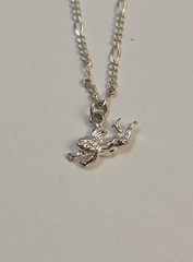 Vintage Italian Sterling Silver Figaro Bracelet / Anklet Charub Charm