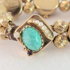 Vtg Victorian Revival Slide Charm Bracelet Signed Safety Chain Cameo 6.5
