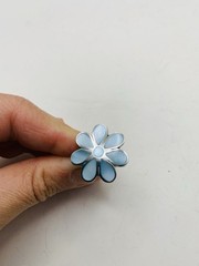 Vintage Sterling Silver Size 6 Spring Pastel Blue Flower Statement Cocktail Ring