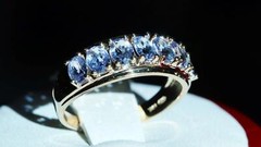 10k yellow gold ring 1.00ct natural tanzanite size 6 band vintage 2.15gr N3511