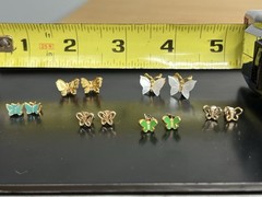Vintage Butterfly Earrings Filigree Open Pierced Colorful Lot 6 Dainty Small See