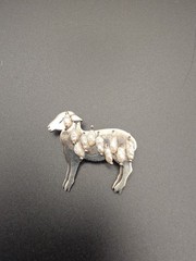 Vnt,925 Sterling Lamb Brooch/pin,fresh Water Pearls, Artisted Signed!