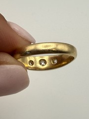 Antique Victorian 18K Gold Star Set Old European Diamond Gypsy Ring Sz 10