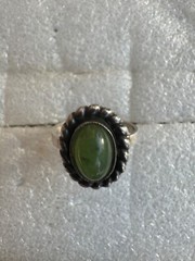 Vintage Silver 925 Soviet Era USSR Women’s Ring Stone Nephritis 8.75 size 4.65g