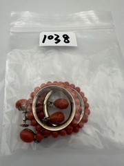 Antique Victorian 835 silver natural red coral screw back Earrings