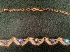 Vtg Jace Aurora borealis Silver tone Adjustable length Choker collar Necklace