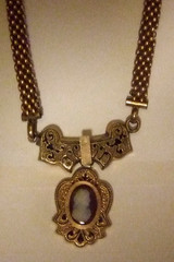 Antique Victorian Cameo Neckace Wide Chain Gorgeous Estate Jewelry