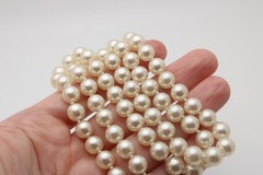 Vintage Iridescent White 8.25mm Knotted Glass Faux Pearl Necklace 29 In