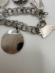 Sterling Silver Charm Bracelet Vintage Mixed Charms Heart Seahorse Cheer 30g U4