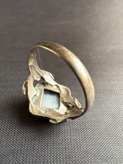 Vintage Silver Dark Grey Cat’s Eye Ring Handcrafted Ring Size 8 US