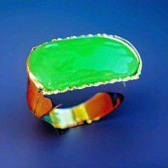 EARTH MINED Green Jadeite JADE Deco Ring Antique Solid 18K GOLD Size 8.75