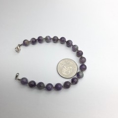 Amethyst Gemstone Beaded 8 inches Bracelet Vintage