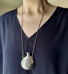 Ultra Rare Early Elsa Peretti Silver 71mm Open Bottle Necklace 1974 Tiffany & Co