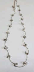 Vintage Sterling Silver 925 Modernist Bone Design Necklace Bar & Ball