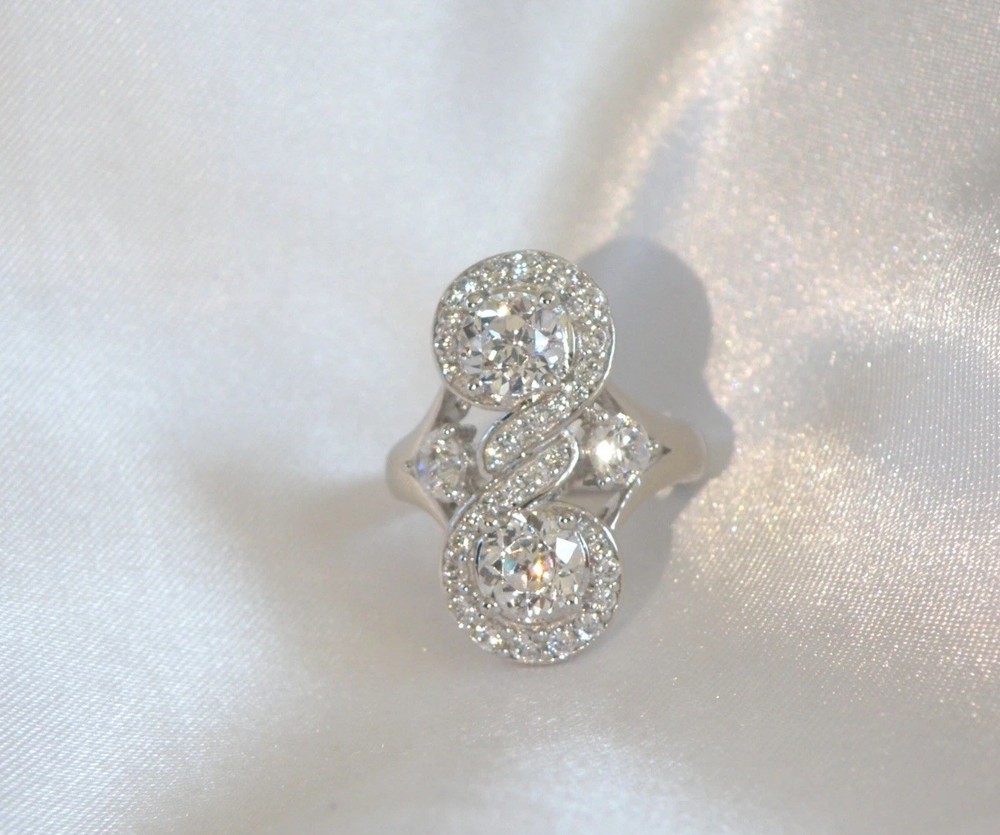 Vintage Sterling Silver 925 CZ Large Antique Style Ring Size 6