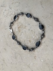 🫧✨Authentic VINTAGE 925 STERLING SILVER MARCASITE Black ONYX Station Bracelet🫧