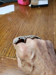 Vintage Brass, Copper And Paved Rhinestone Body, Garnet Red Eyes. Size Approx. 7
