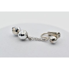 Vintage Crystal Clip On Earrings Silver Chain Disco Ball Chain Drop 1950s A23