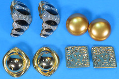 Gold Tone Clip on Earrings Lot of (4) Rhinestones