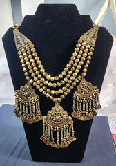 Vtg Boho Tribal Chandelier Charm Collar Ethnic Statement Brass Tone Necklace Art