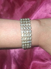 Vintage Estate Rhinestone Bracelet Earrings And Hair Pin Set