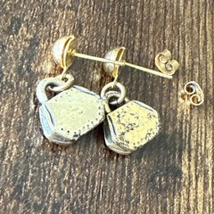Sensible Solutions Earrings Handbag Shape Golden Tone 24k Gold Overlay 0.8”L 0.5