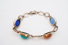 Vintage Gold Plated Sterling Silver 925 Carnelian Bracelet 7.5″