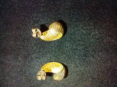 Vintage Ribbed Half Hoop Pierced Earrings Clasp Stamped 9c