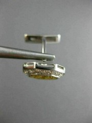 ESTATE LARGE 1.5CT WHITE & INTENSE FANCY YELLOW DIAMOND 18K WHITE GOLD CUFFLINKS