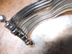 Vintage Sterling Silver Contemporary Modernist Stacked Strands Cuff Bracelet 57g