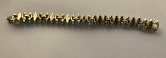 Vintage Crown Trifari Cabochon Faux Turquoise 6.25” Bracelet w/ Fold Over Clasp