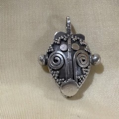 Silver Asymmetrical Pendant Charm for Unisex Adults Fashion Jewelry Tribal Mask