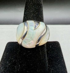 Designer Sterling Silver Mother of Pearl Inlay Dome Ring 12.97g – Size 8