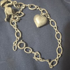Vintage Sterling Silver Adult Link Charm Bracelet Stork Baby Heart 7.75″
