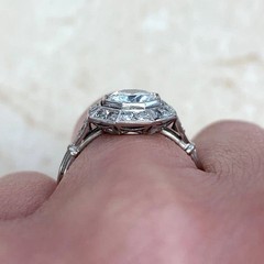 Art Deco Lab-Created Diamond Octagonal Shape Halo Engagement Ring In 925 Silver