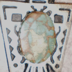 Vintage Bell Cabochon Turquoise mix with Sterling Silver Thunderbird Bolo Tie