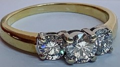 18k Yellow & White Gold Diamond Ring, Natural Earth Diamonds, Vintage, Estate