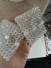 Vintage Necklace Clear Bead Stretch Shirt Cuff Bracelet Matching Set Costume