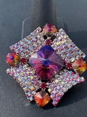 Stunning Vintage Watermelon AB High End Rhinestone Brooch