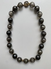 Vintage Hollow Globe Shaped Smokey Bead Necklace (2358)