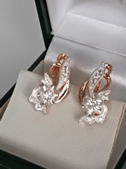 Vintage 1990-s 14 Ct Rolled Gold Zircons Earrings-Hallmarked 585 RG