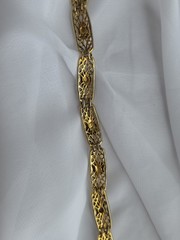 1960s Goldette NY Multi-Stone Gold Tone Bracelet 7.25″ Lattice Links