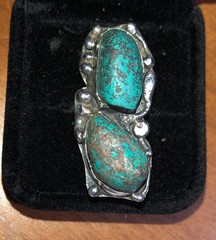 Native American Turquoise Sterling Silver Ring Old Pawn Antique Navajo 7.5